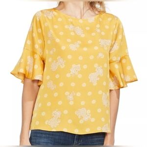 NWT VINCE CAMUTO Yellow Floral Women's Top SZ 1X